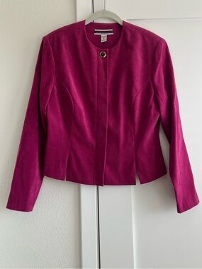 Amanda Smith Fuchsia Suede Collarless Vintage Jacket